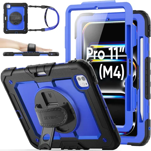 Vista 21 de SEYMAC stock Funda protectora para iPad Air de 11 pulgadas M3 2025/M2 2024 (Air 7ª/6ª generación), funda resistente con protector de pantalla