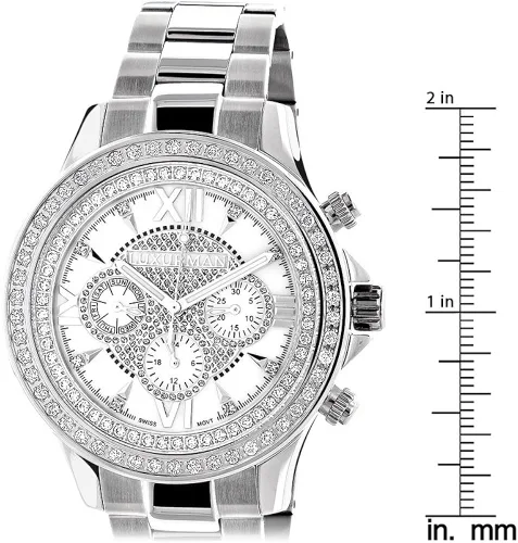 Vista 5 de LUXURMAN Reloj de diamante chapado en oro blanco 2 ctw de diamantes, Reloj de cuarzo