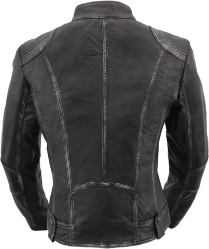 Vista 8 de Chaqueta de cuero Milwaukee Leather SFL2830 para mujer estilo Scuba de piel de oveja negra
