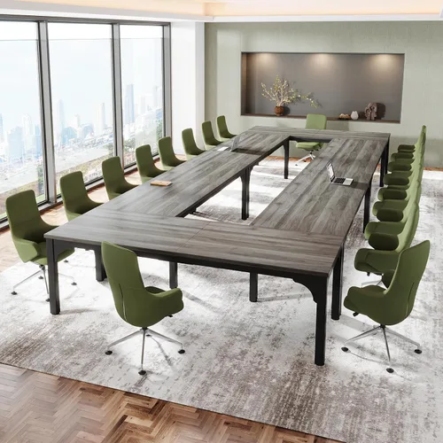 Vista 24 de Mesa de conferencias de 6.56 pies, mesa de seminario rectangular grande súper resistente para 8 personas, mesas largas de negocios, 1 unidad