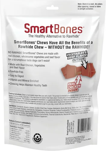 Vista 2 de SmartBones Mini masticables con carne de res real, 24 unidades, masticables sin piel cruda para perros