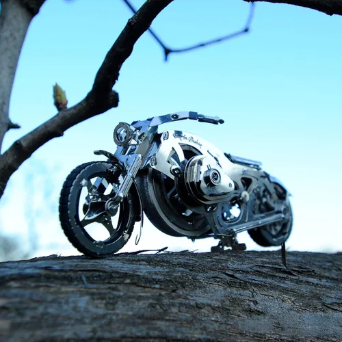Vista 9 de Time for Machine - Chrome Rider - Rompecabezas mecánico 3D para adultos, kit de modelo mecánico para autoensamblaje, modelo de bicicleta