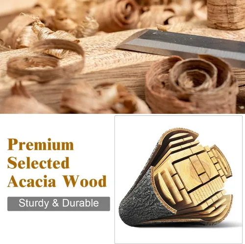 Vista 6 de COSTWAY Juego de 4 sofás de madera de acacia para exteriores, juego de sofá de conversación al aire libre con mesa y cojines, sillas de porche