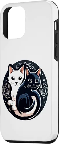 Vista 2 de Funda para iPhone 12 mini Yin Yang Cat Feng Shui Ying Yang Taoísmo Zen Budismo