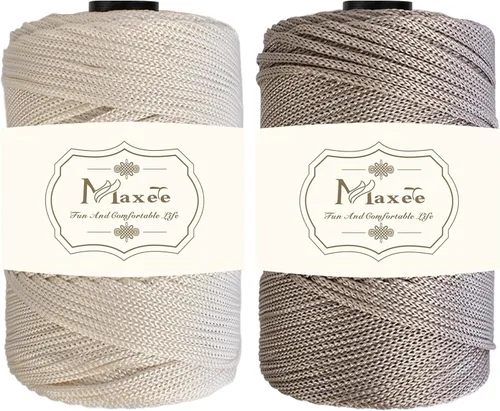 Vista 15 de Cordón de macramé de poliéster de alta calidad de 0.118 in × 218 yardas, 0.118 in, 100% polipropileno, ideal para ganchillo, ganchos de pared