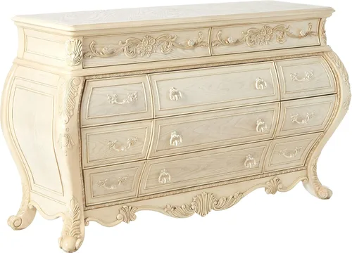 Vista 7 de ACME Ragenardus - Cama Queen - 27010Q - Lino beige y blanco antiguo