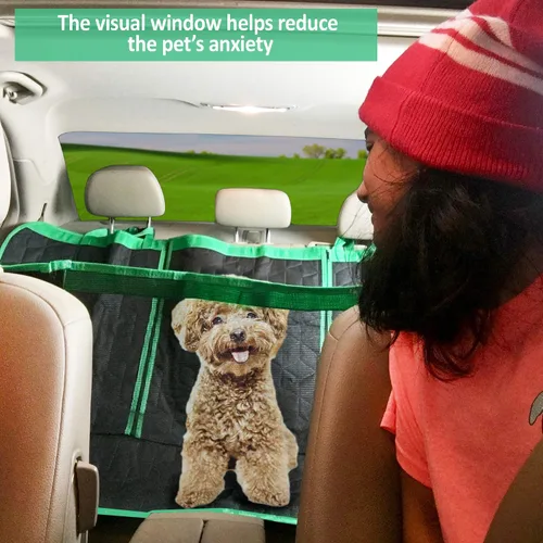 Vista 2 de ARGA - Protector impermeable para asiento de automóvil para perro, incluye cinturón de seguridad para cachorros, bolsa de mano, acceso a la consola