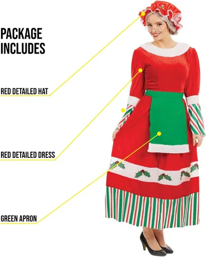 Vista 3 de fun shack Señora Claus tradicional para mujer
