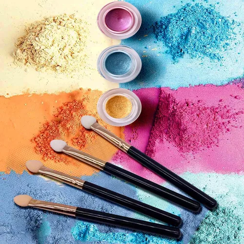 Vista 2 de UorPoto - Juego de brochas de maquillaje para mujeres, 10 piezas, esponja para sombra de ojos, aplicador de doble cara reutilizable Negro 10pcs