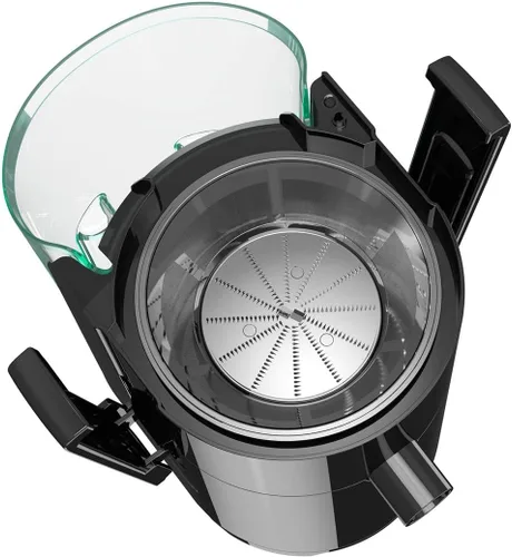 Vista 3 de Extractor de jugo de frutas y verduras JE2400BD con diseño de ahorro de espacio, color negro