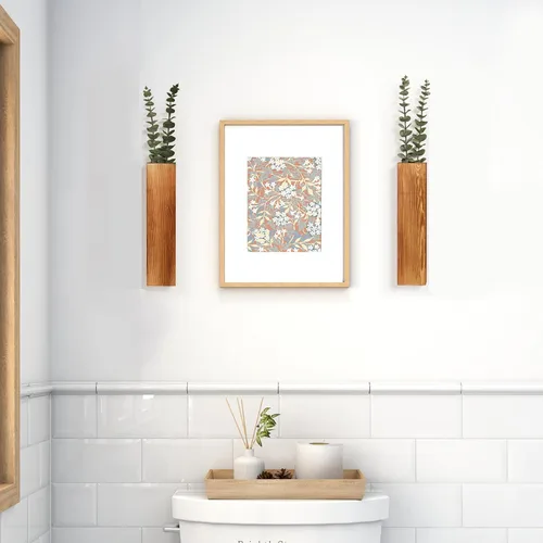 Vista 5 de Paquete de 2 macetas de pared de madera con 4 tallos de eucalipto sintético extraíbles, decoración moderna de pared de granja para sala de estar