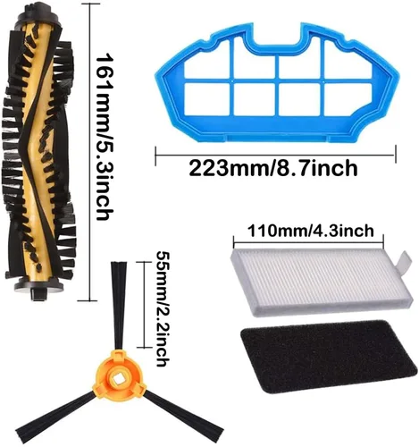 Vista 6 de Piezas de repuesto para Ecovacs DEEBOT N79 N79S DN622 Robot Aspirador - Cepillo principal, filtro, kit de accesorios de cepillo lateral