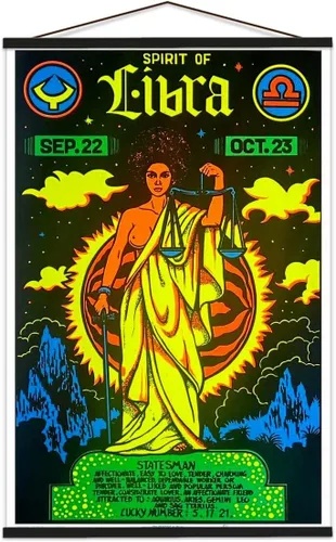 Vista 8 de Libra signo del zodiaco - Laminado - Póster de luz negra - 23.5 x 35.5 pulgadas