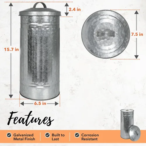 Vista 4 de Autumn Alley Farmhouse - Soporte organizador de papel higiénico de metal galvanizado con tapa, se adapta a 3 megarrollos, soporte de almacenamiento