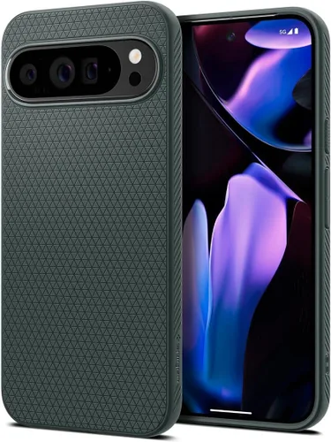 Vista 8 de Spigen Funda para Pixel 8, Liquid Air (2023) [Sin Anillo Magnético] [Protección de Grado Militar] - Abyss Green