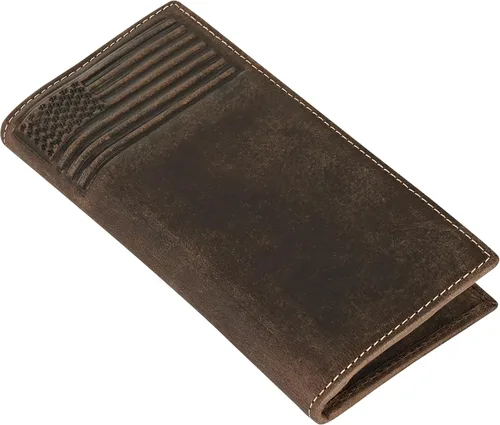 Vista 6 de ELIZO Leather Long Wallet for Men Western Wallet Rodeo Mens Wallet Flat Bifold Wallets for Men Biker Billfold Wallet for Men Cowboy Wallet RFID