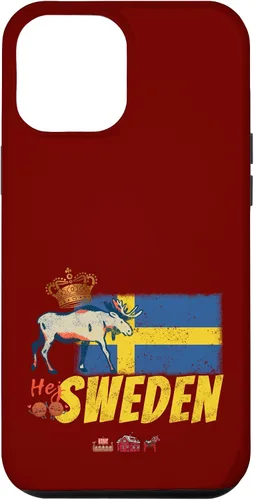 Vista 25 de Funda para iPhone 16 Suecia con bandera vintage y recuerdo de alce