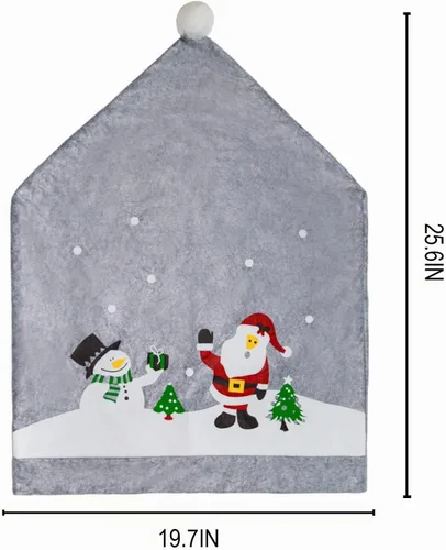Vista 6 de Phedrew 6 piezas de fundas para sillas de Navidad, fundas para sillas de comedor de Navidad, sombrero de Papá Noel, fundas para respaldo de silla