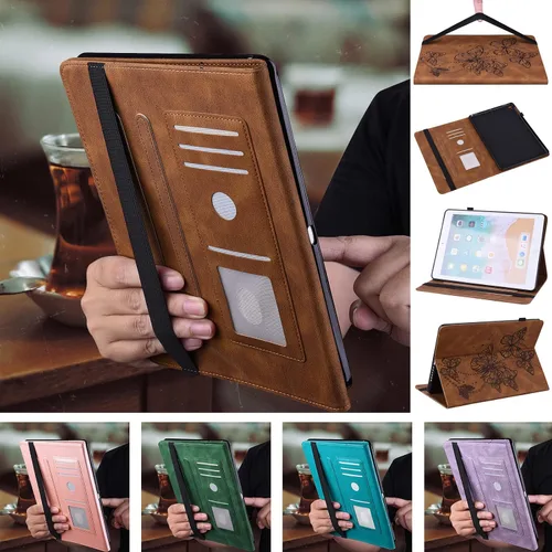 Vista 8 de Funda para Amazon Kindle Fire Max 11 (13ª generación, versión 2023) de 11 pulgadas, piel sintética, con soporte de mariposa en relieve, con lápiz