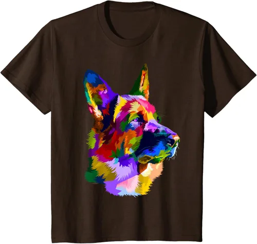 Vista 37 de Camiseta con retrato de pastor alemán para dueños de perros, Negro, S