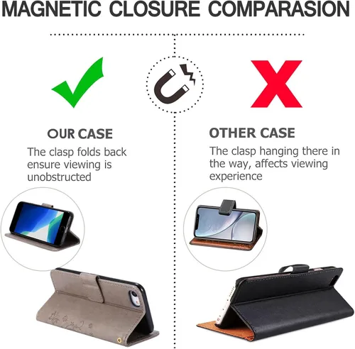 Vista 9 de NB - Funda tipo cartera para iPhone 7 Plus, iPhone 8 Plus, piel sintética, magnética, con función atril y función atril para iPhone 7 Plus, 8 Plus