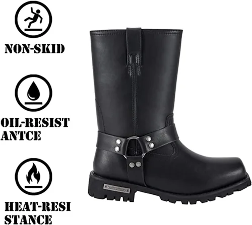 Vista 4 de Botas de motocicleta para hombre, impermeables, de piel sintética, botas de media pantorrilla para hombres