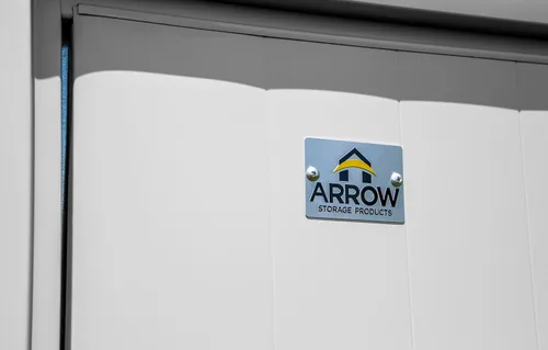 Vista 5 de Arrow Select - Cobertizo de almacenamiento de acero con cerradura para exteriores de 10 x 4 pies, color gris flauta Flauta Gris