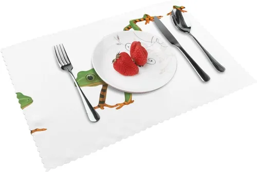 Vista 10 de Rectangular Placemats Set of 4, Heat Resistant Donuts Printed Kitchen Dining Table Mats