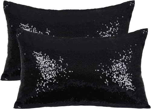 Vista 16 de Poise3EHome - Juego de 2 fundas de almohada de lentejuelas rojas, 18 x 18 Rojo