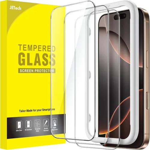 Vista 10 de JETech - Protector de pantalla para iPhone 15 de 6.1 pulgadas, película de vidrio templado con herramienta de fácil instalación, compatible