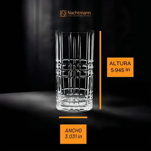 Vista 5 de Nachtmann Highland Collection Crystal - Vasos de bebida de 6 pulgadas de largo, con diferentes patrones de vidrio, para cócteles o bebidas sin