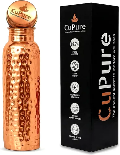 Vista 9 de Botella de agua ayurvédica de cobre puro para la salud, a prueba de fugas, ideal para el hogar, oficina, gimnasio y yoga, 32 onzas de cobre