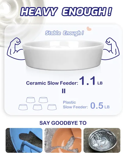 Vista 6 de TRUVIC Ceramic Slow Feeder Dog Bowl Small Breed Maze Cat Bowl (White)