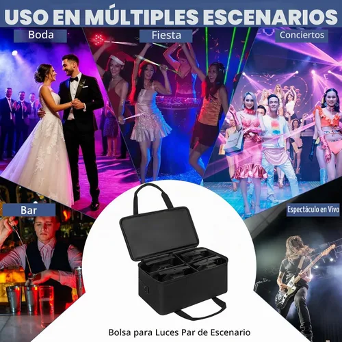 Vista 6 de IBVIVIC Bolsa para Focos de 4 Par 5/16' Pañalera Acolchada para Iluminación de Escenario con Separadores, Asa, Correas, Negra