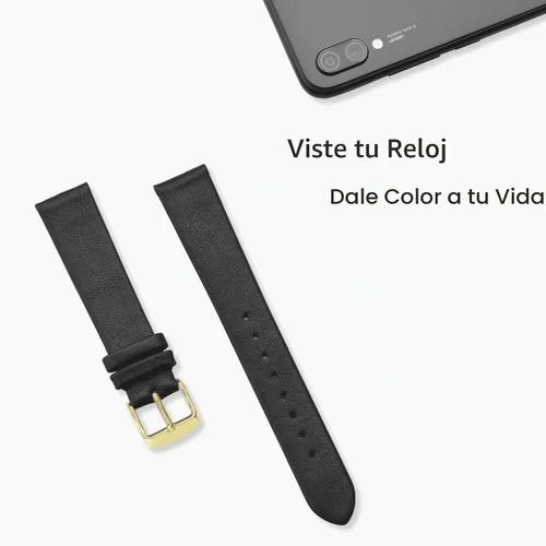 Vista 7 de WOCCI Correa de reloj elegante de 0.315 in de ancho, correa de repuesto de cuero genuino con hebilla dorada (negro)