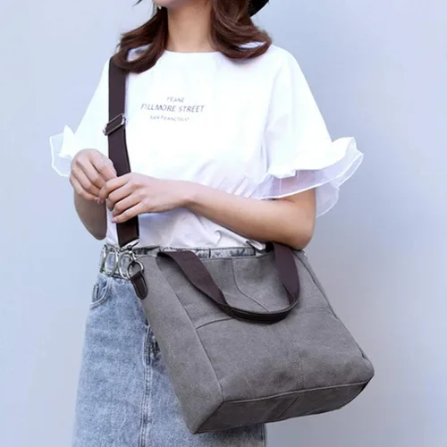 Vista 3 de Sunshinejing Bolso de lona pequeño para mujer, bolso cruzado de hombro, bolsos de trabajo, bolso de viaje