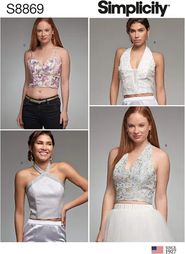 Vista 2 de SIMPLICITY Patrón de costura S8869 Misses' Lined Tops, Papel, Blanco, Varios