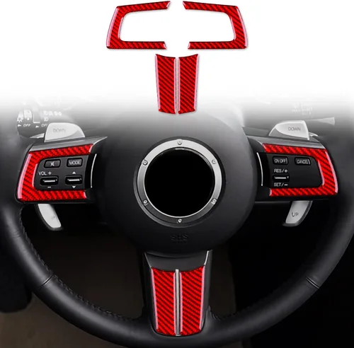 Vista 8 de Fibra de carbono, para Mazda, marco de botón de volante, decoración para Mazda MX-5, Miata, MX5, 2006, 2007, 2008, 2009, 2010, 2011, 2012, 2013