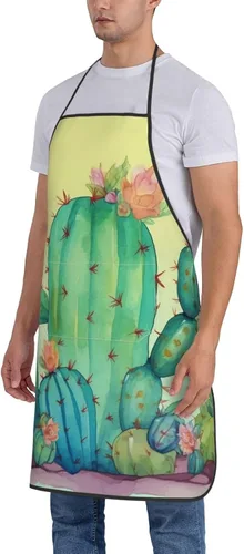 Vista 8 de Kitchen Cooking Aprons for Women Men Adjustable Bib Apron with Pockets Funny Cactus Chef Apron Waterproof