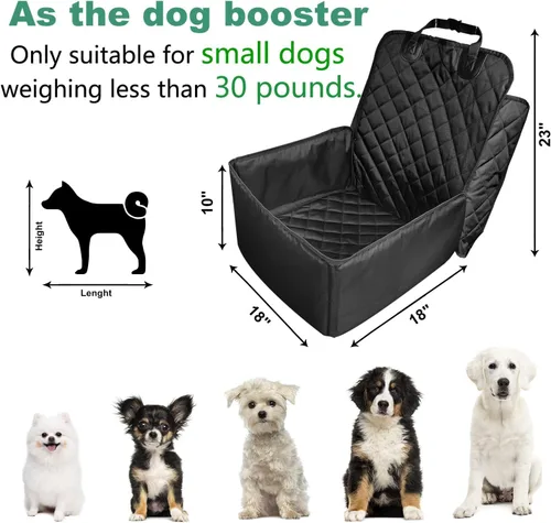 Vista 8 de Flow.Month Funda de asiento delantero para mascotas, asiento elevador para mascotas, funda de asiento de perro 2 en 1 de lujo para automóviles
