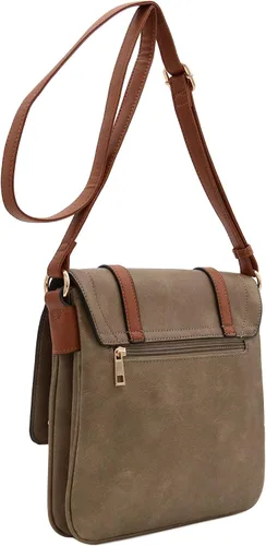 Vista 3 de Bolso en bandolera con doble compartimento y solapa grande