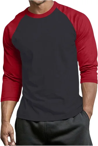Vista 8 de Men's Raglan Long Sleeve Tee Shirts Color Block Crew Neck T Shirt Lightweight Soft Casual Basic Tshirts Running Tops