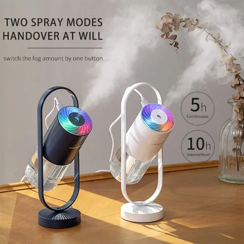 Vista 5 de Fuliying - Minihumidificador portátil de 6.8 onzas líquidas, humidificador pequeño de niebla fría con luz nocturna, humidificador de escritorio
