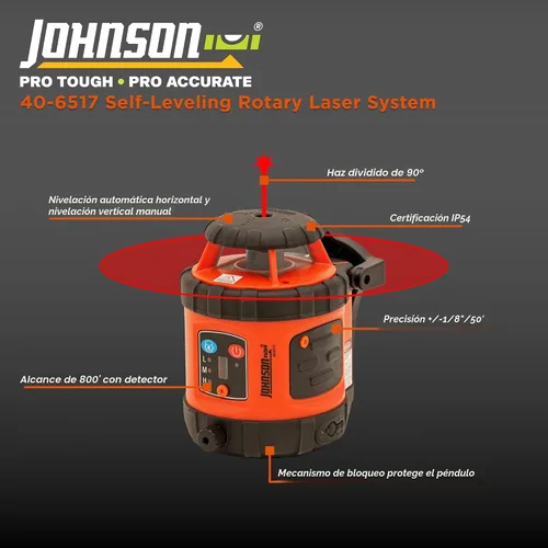 Vista 3 de Johnson Level & Tool 40-6517 Sistema láser rotativo autonivelante, 29 x 7 pulgadas, rojo, 1 kit