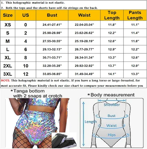Vista 6 de RARITYUS Women Rave Holographic Bodysuit Mini Two Piece Hologram Metallic Silver for Dance Party Clubwear EDM Festival