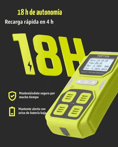 Vista 4 de Guard-156 - Detector de gas múltiple para H2S, CO, LEL y O2, modos de alarma triple (visual, vibración, sonido), respuesta rápida de 0.5s, diseño a