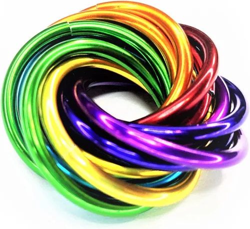 Vista 40 de Bola Fidget Möbii (MultiColor): Herramienta de juguete silenciosa para aliviar el estrés, ansiedad y estimular el ADHD para el hogar, viajes Cromo