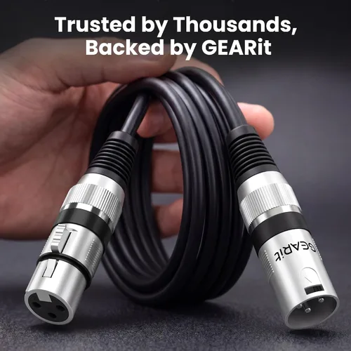 Vista 9 de GEARit XLR Cables de 1 pie 6 unidades de varios colores, cable de micrófono XLR macho a hembra, cable de micrófono blindado equilibrado