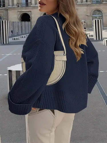 Vista 6 de Prinbara Suéter de gran tamaño para mujer, cuello redondo, manga larga, tejido mullido, grueso, cálido, suéter de moda para otoño 2024