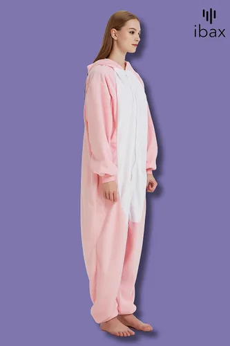 Vista 7 de IBAX Pijama de forro polar para adultos. Disfraz de mameluco para adultos. Mameluco de animal para adultos. Mameluco de Halloween para adultos.
